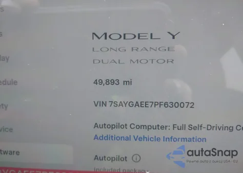 2023 Tesla Model Y Awd/Long Range Dual Motor All-Wheel Drive из США, поврежденный, VIN 7SAYGAEE7PF630072